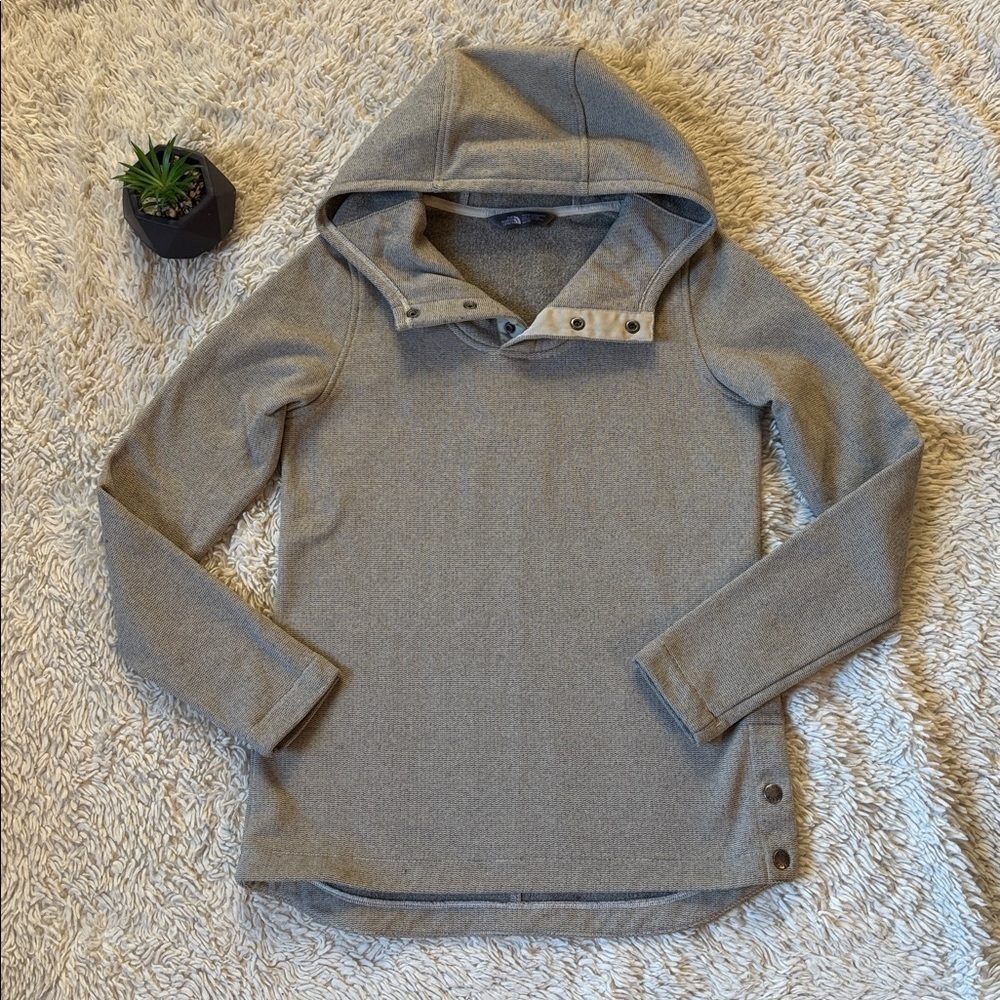 The North Face Pullover 1/4 Snap Fleece Hoodie Sweatshirt Women's size S Gray